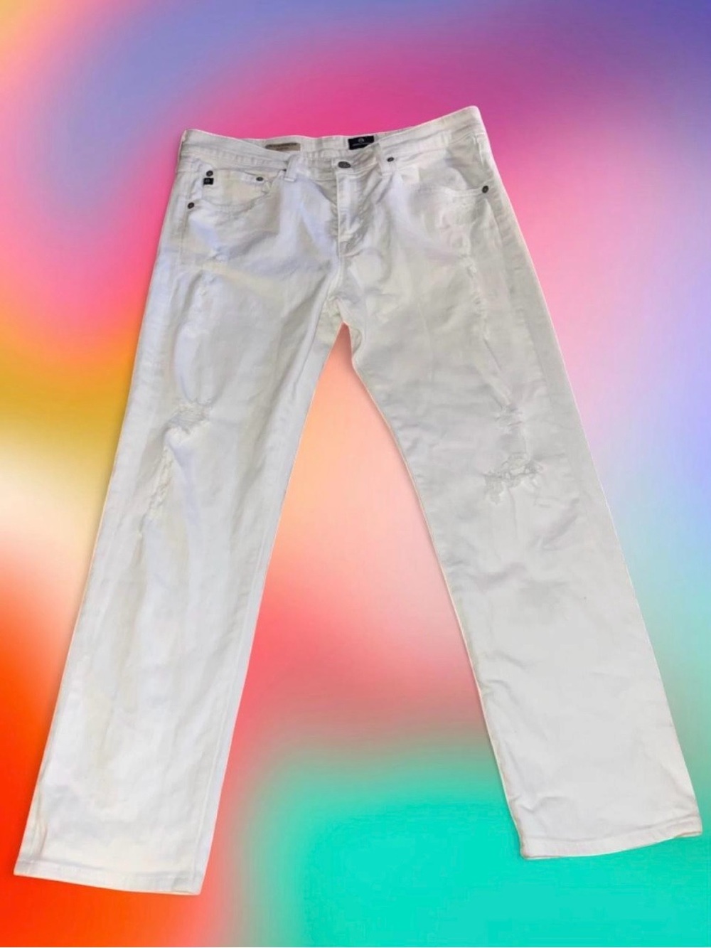 Ag Adriano Goldschmied White Ex-Boyfriend distressed Jeans 29